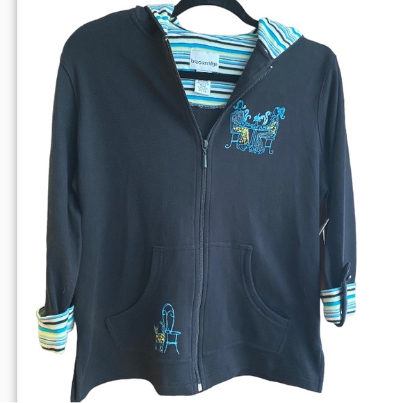 breckenridge Jackets & Blazers - Breckenridge jacket.‎ sidewalk café.  Navy blue with cat design.  Size small.